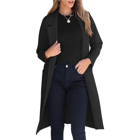 Women Cardigan Sweater Jackets Open Front Black